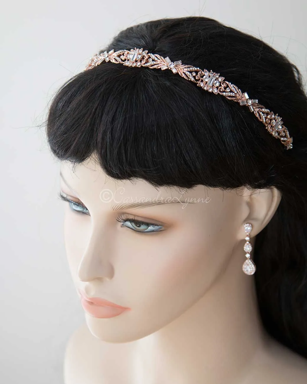 Elegant Rose Gold Wedding Headband