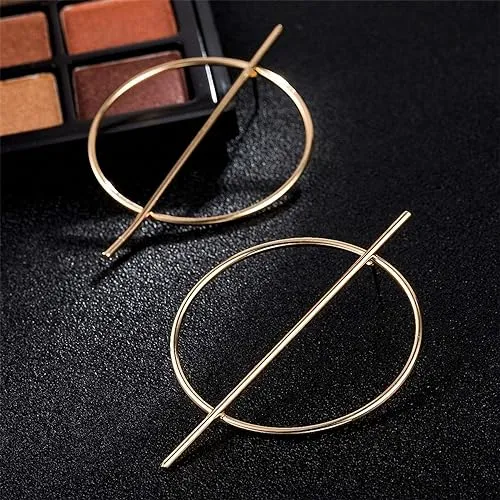 Elegant Round Geometric Stud 14K Gold Plated Earrings