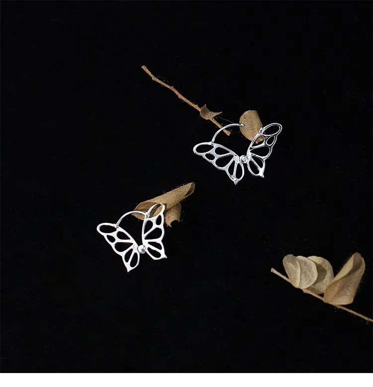 Elegant S925 Silver Butterfly Earrings