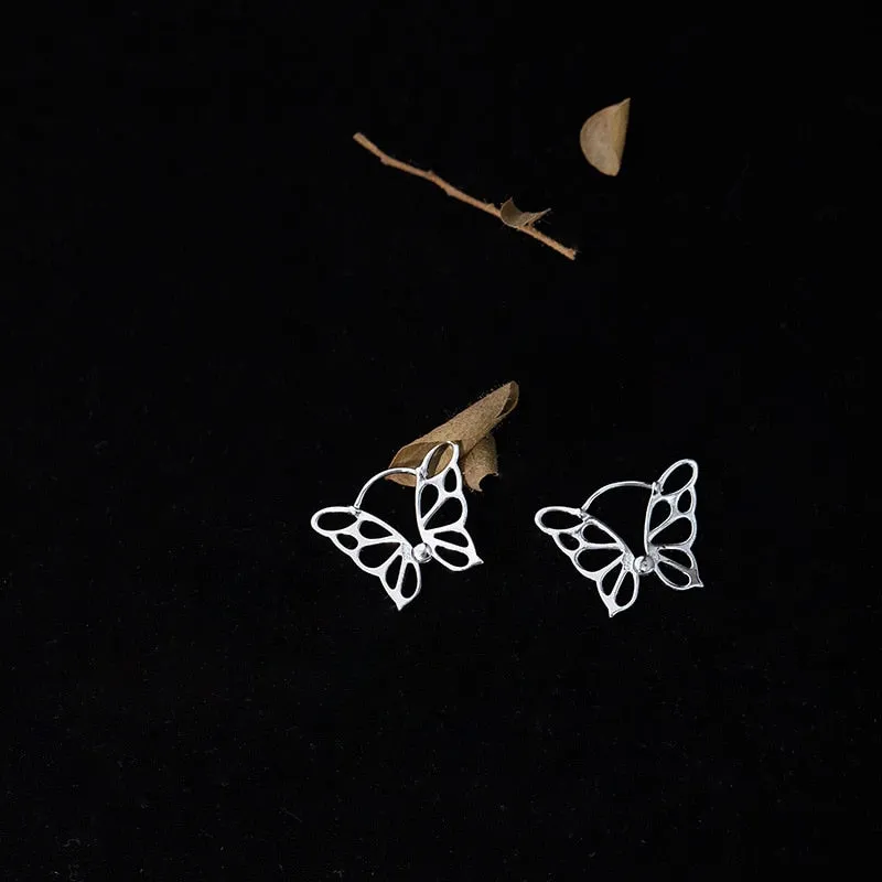 Elegant S925 Silver Butterfly Earrings