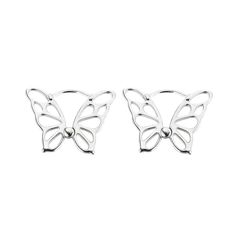 Elegant S925 Silver Butterfly Earrings