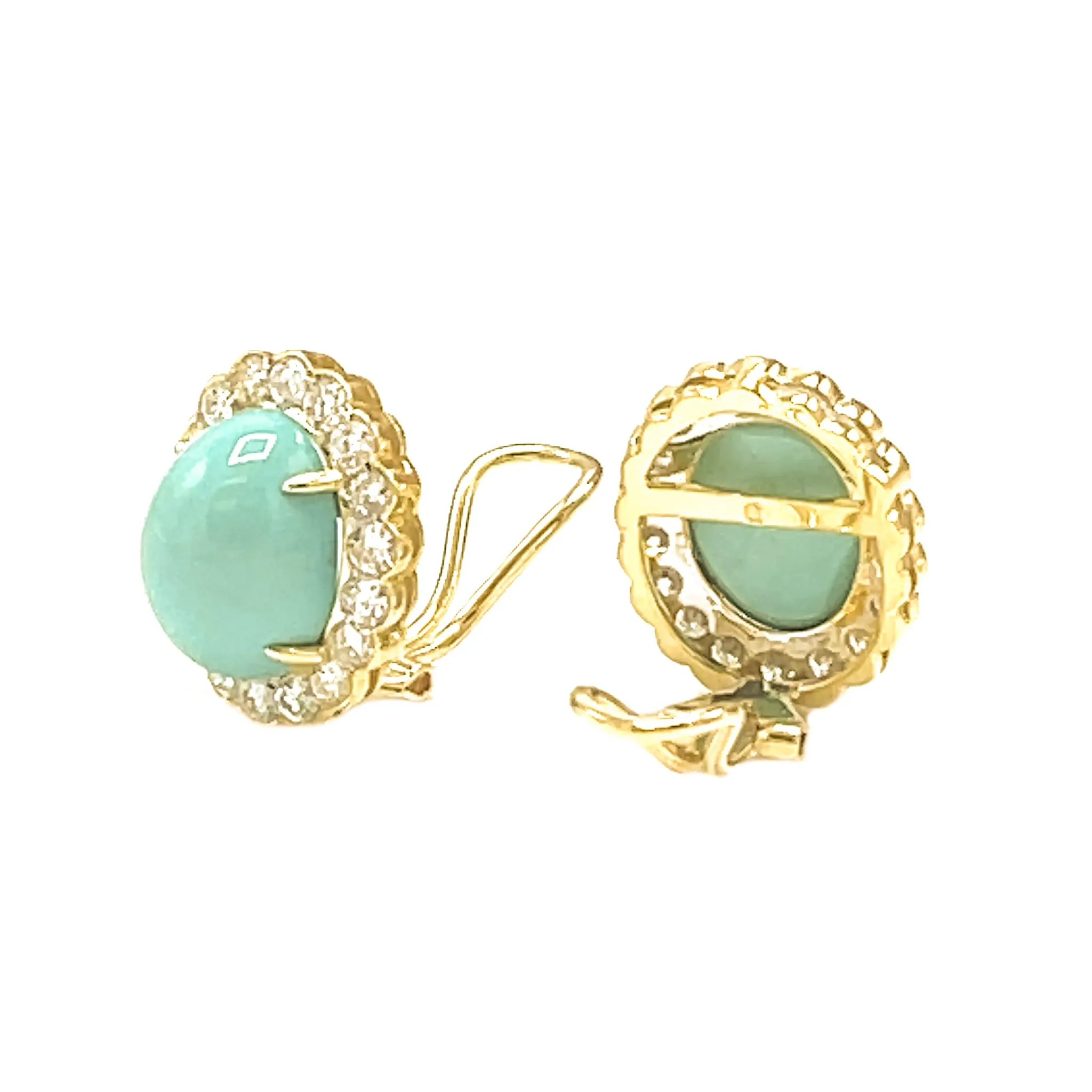 Elegant Turquoise and Diamond Cluster Earrings