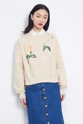 Embroidery Cotton Fleece Sweatshirt