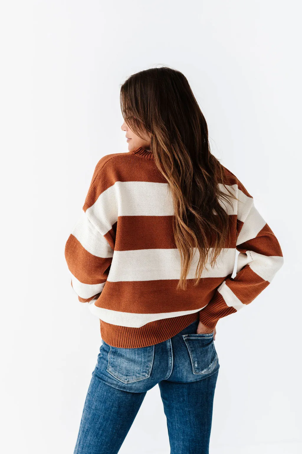 Freddie Stripe Sweater in Rust - Size Small Left