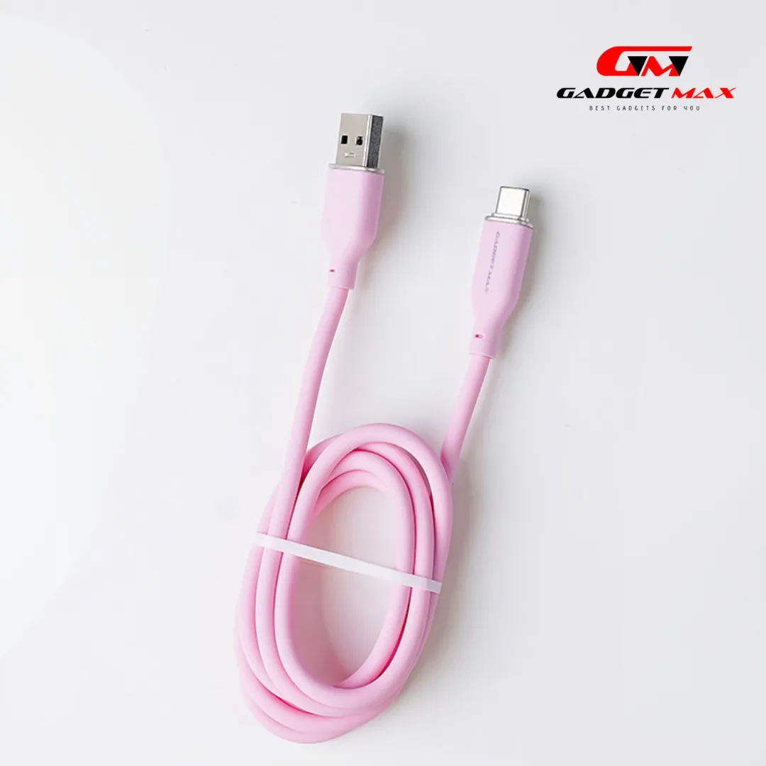 GADGET MAX GX24 66W USB TO TYPE C 6A MAX COZY SILCONE CABLE (6A )(1M) - PINK