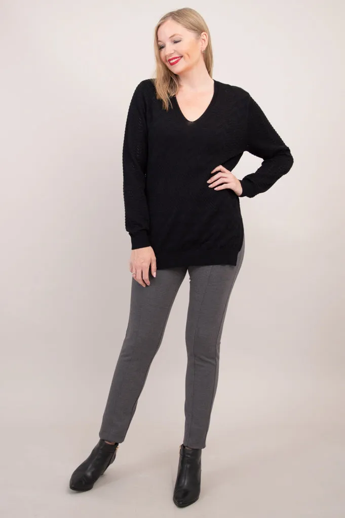 Greta Sweater, Black, Cotton