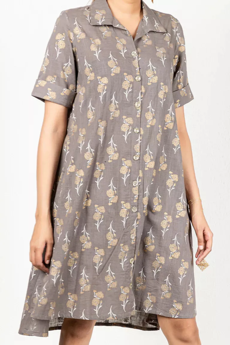 Grey Cotton Slub Dress