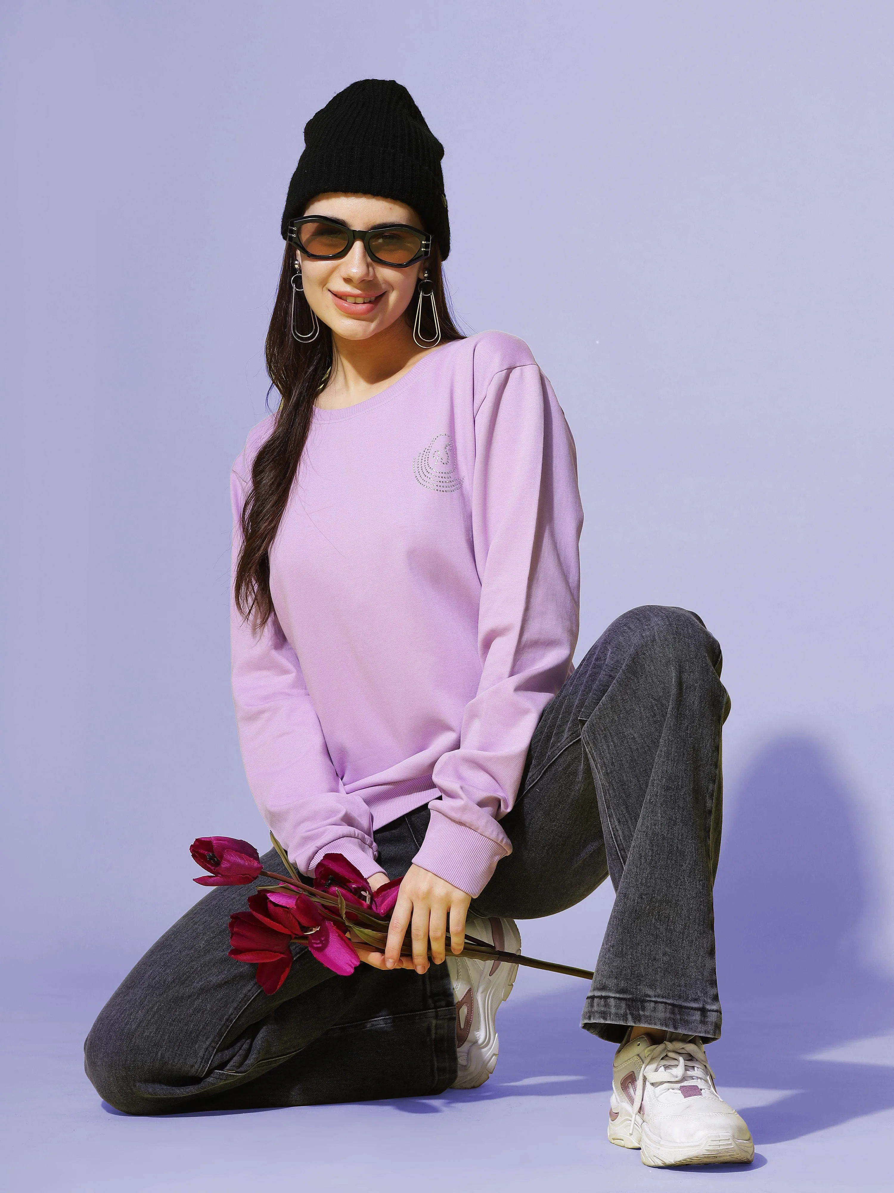 Hosiery Cotton Sweatshirt Lavendar