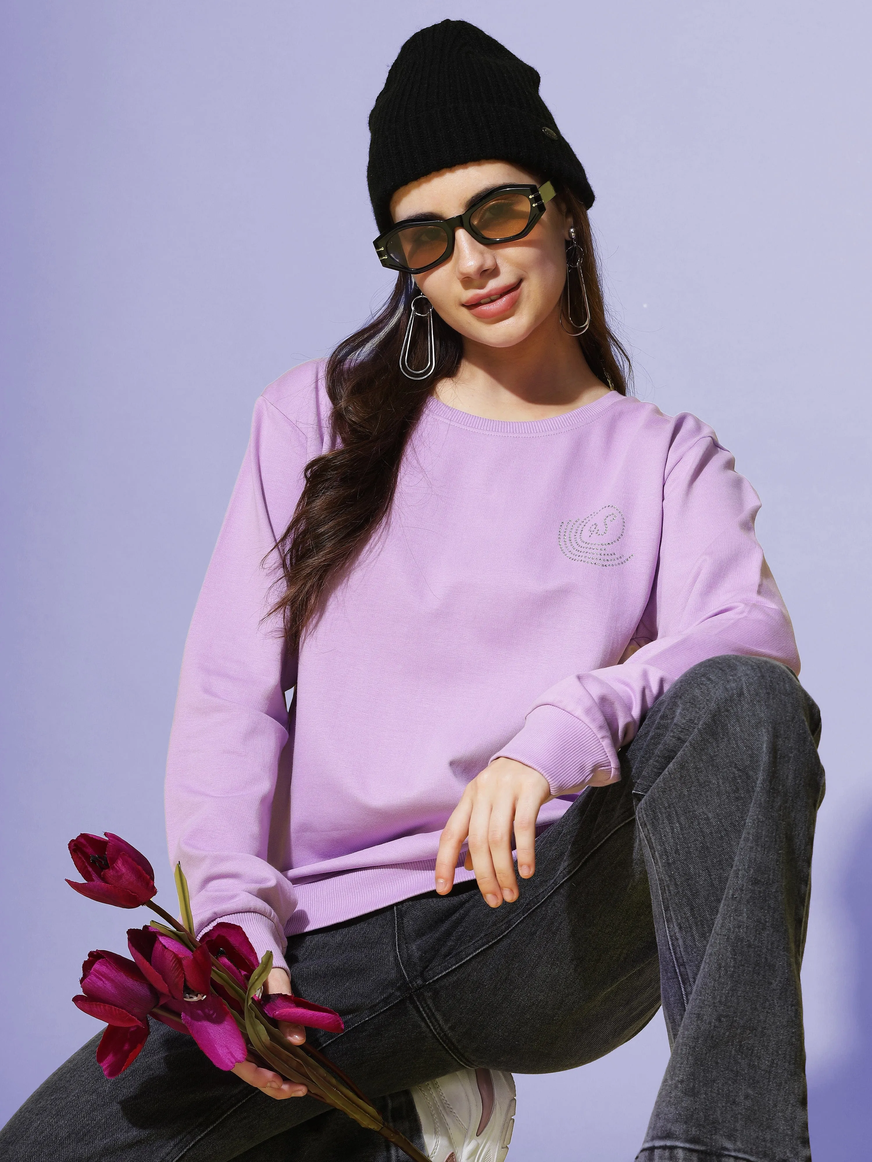 Hosiery Cotton Sweatshirt Lavendar