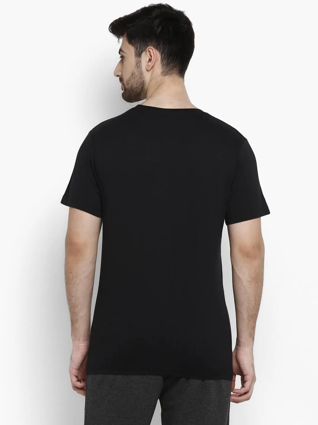 Isaac Men Cotton Black T-Shirt