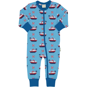 Maxomorra Fireboat Organic Cotton Long Sleeved Sleepsuit