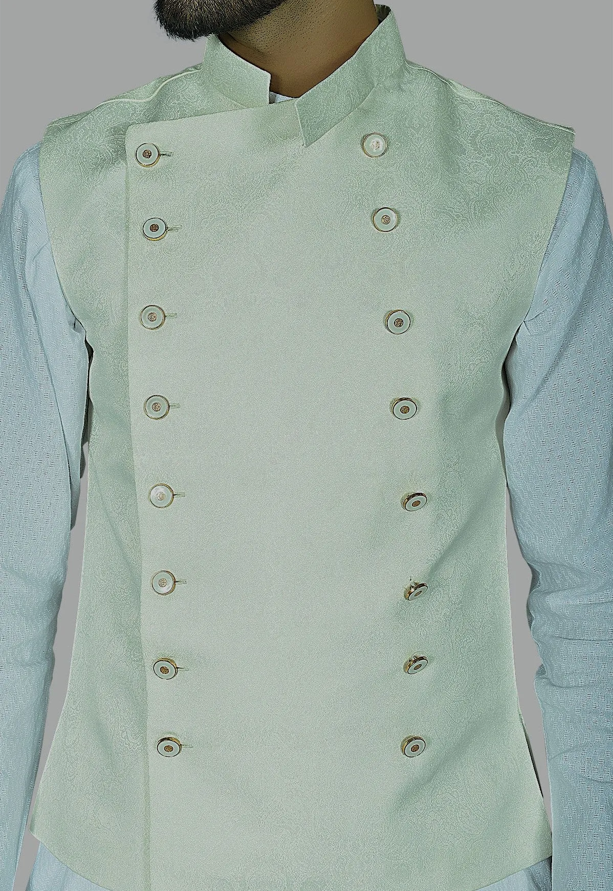 Men Jacket Opening Style Waistcoat Cream