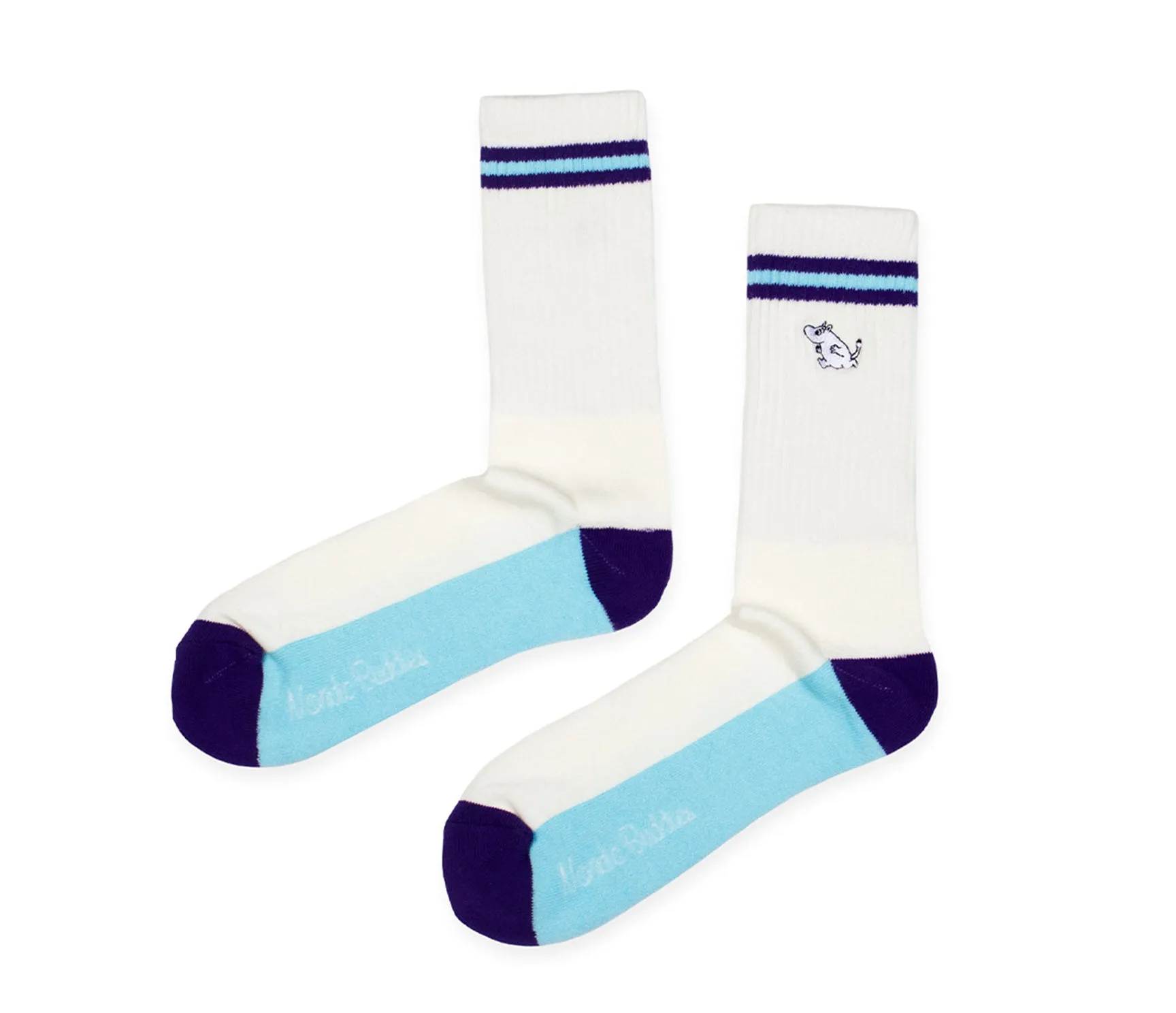 Moomintroll Running Embroidery Men Socks - White