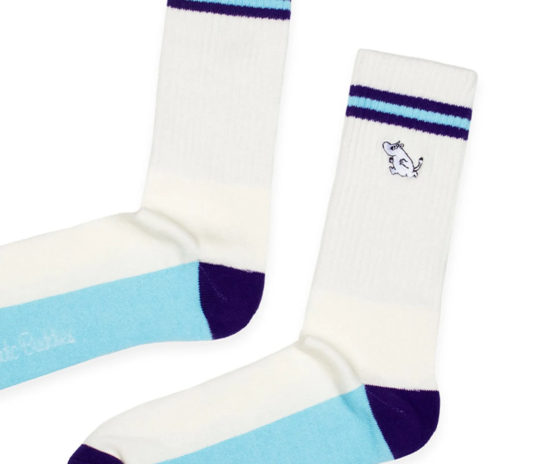 Moomintroll Running Embroidery Men Socks - White