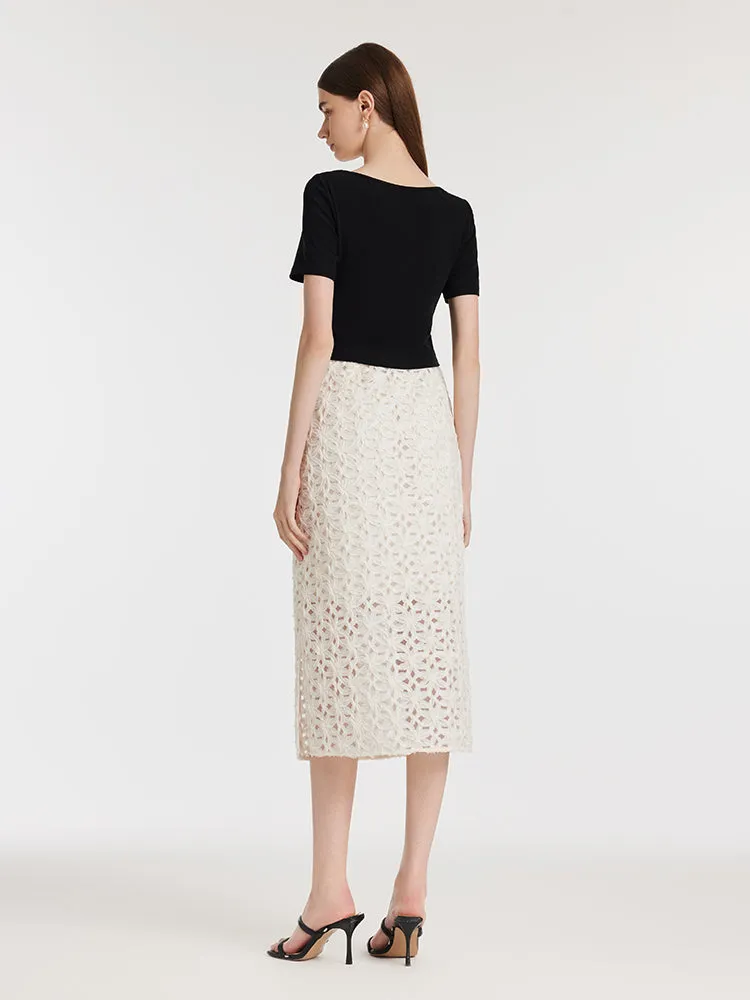 Openwork Slit Women Skirt