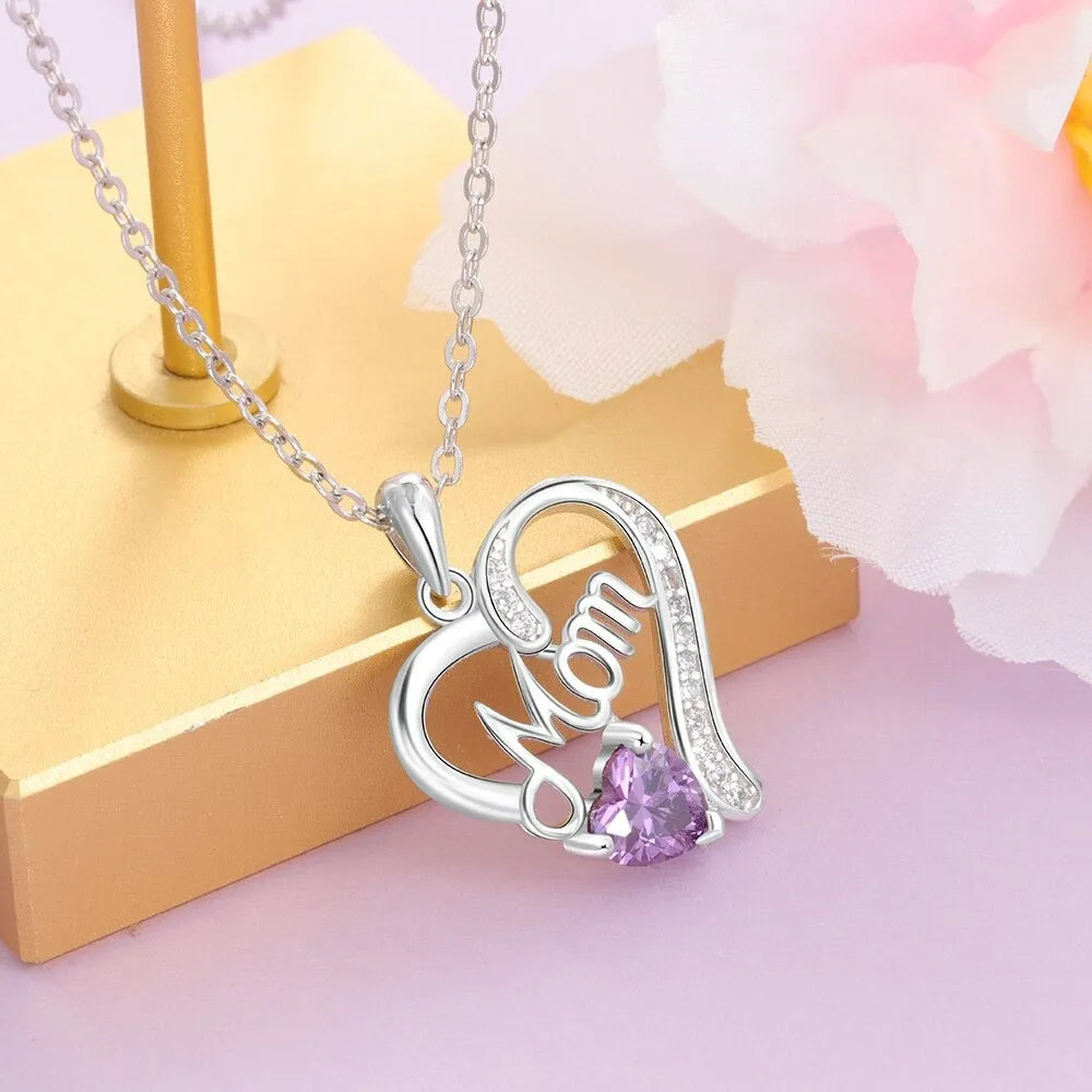 Personalized 1 Stone Elegant Heart Necklace