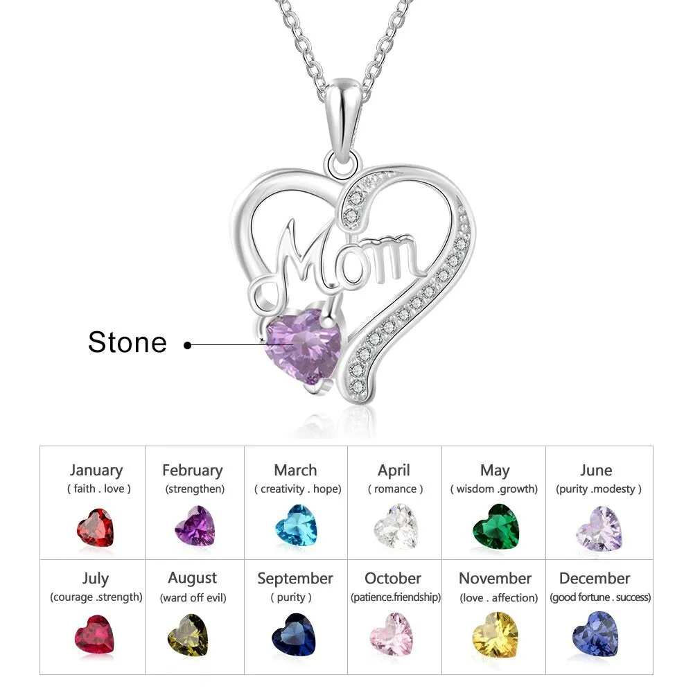 Personalized 1 Stone Elegant Heart Necklace