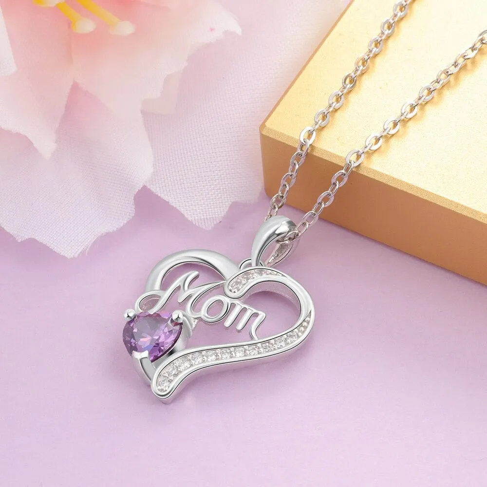 Personalized 1 Stone Elegant Heart Necklace