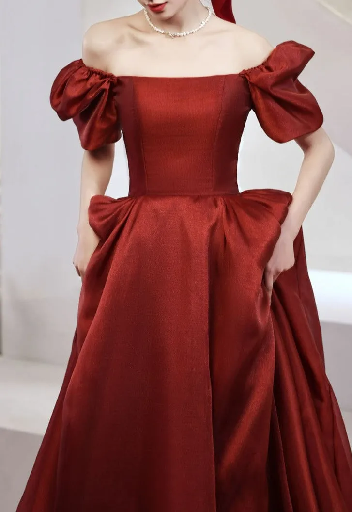 Puff Sleeve Elegant Evening Gown