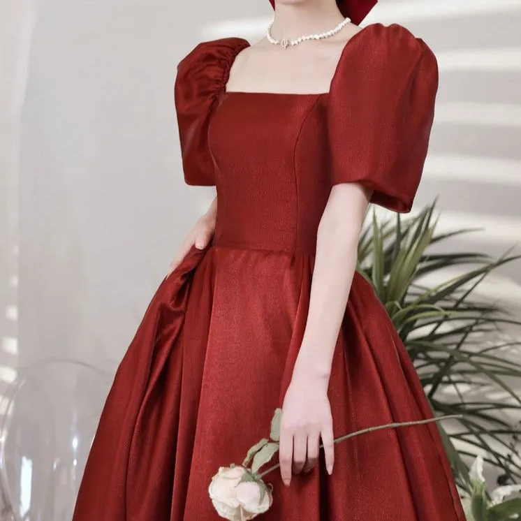 Puff Sleeve Elegant Evening Gown