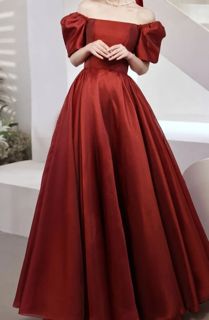 Puff Sleeve Elegant Evening Gown