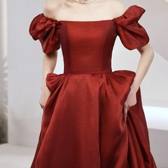 Puff Sleeve Elegant Evening Gown