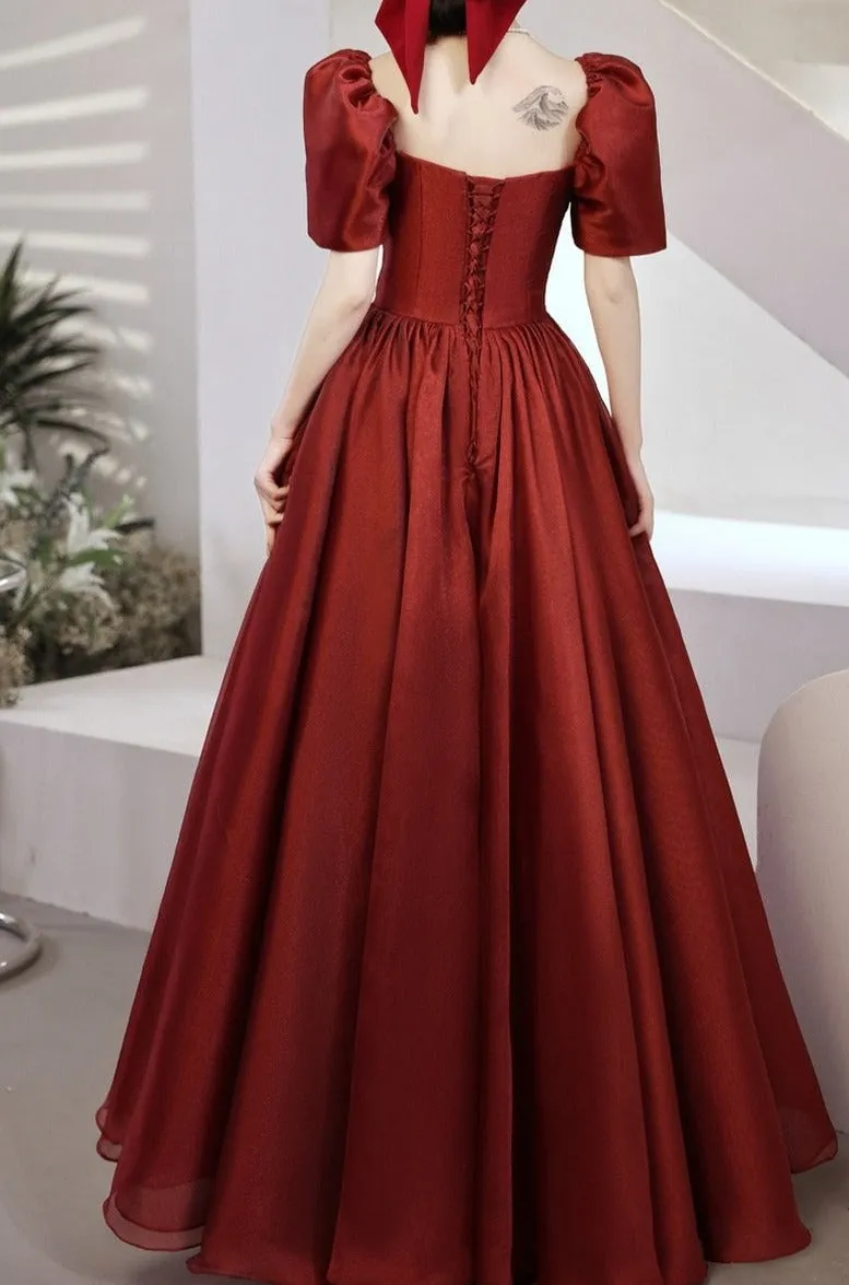 Puff Sleeve Elegant Evening Gown