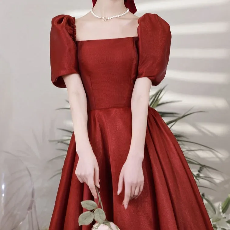 Puff Sleeve Elegant Evening Gown