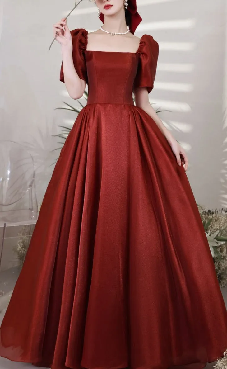 Puff Sleeve Elegant Evening Gown