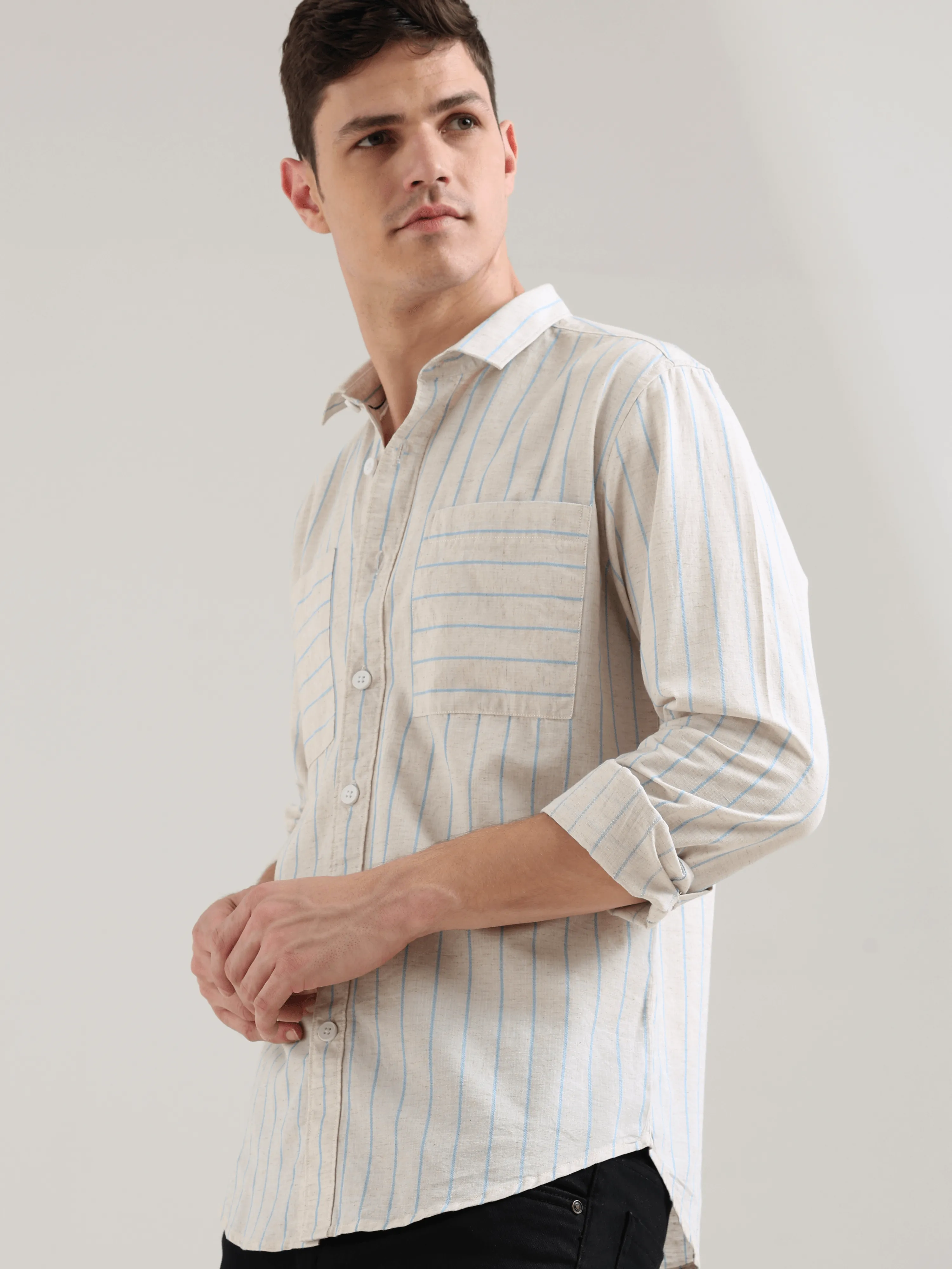 Pure Cotton Blue Stripes Casual Shirt