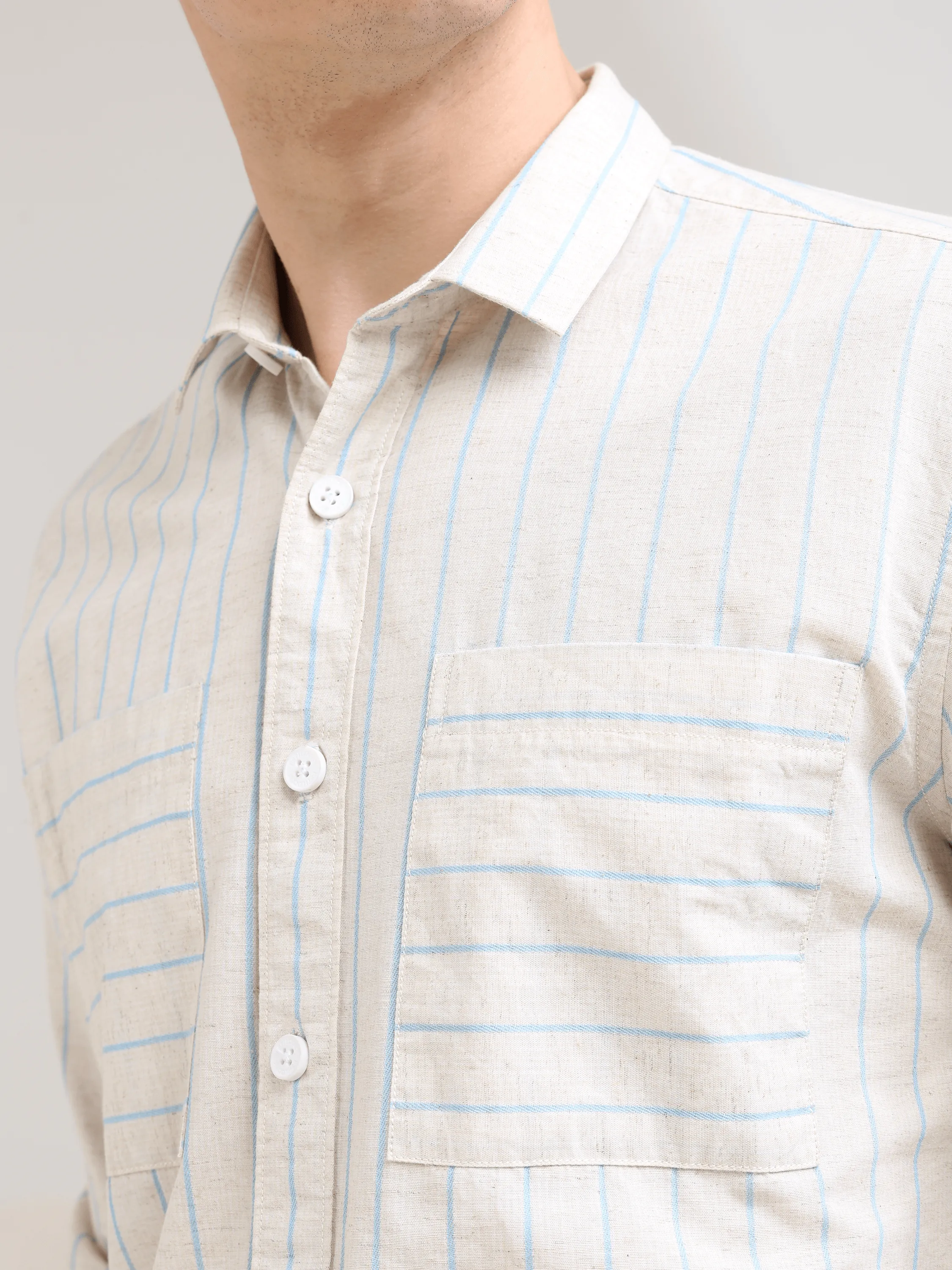 Pure Cotton Blue Stripes Casual Shirt