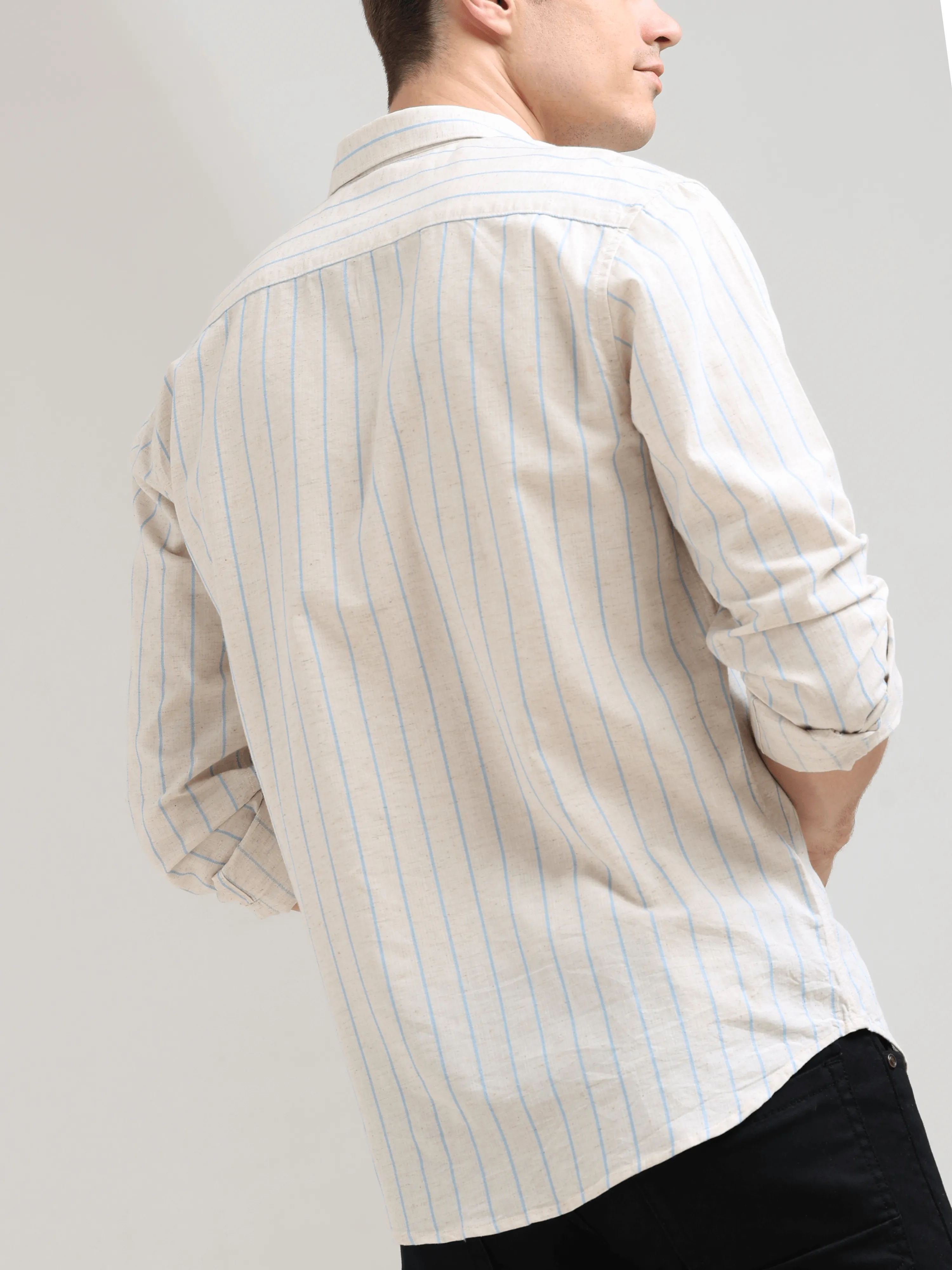 Pure Cotton Blue Stripes Casual Shirt