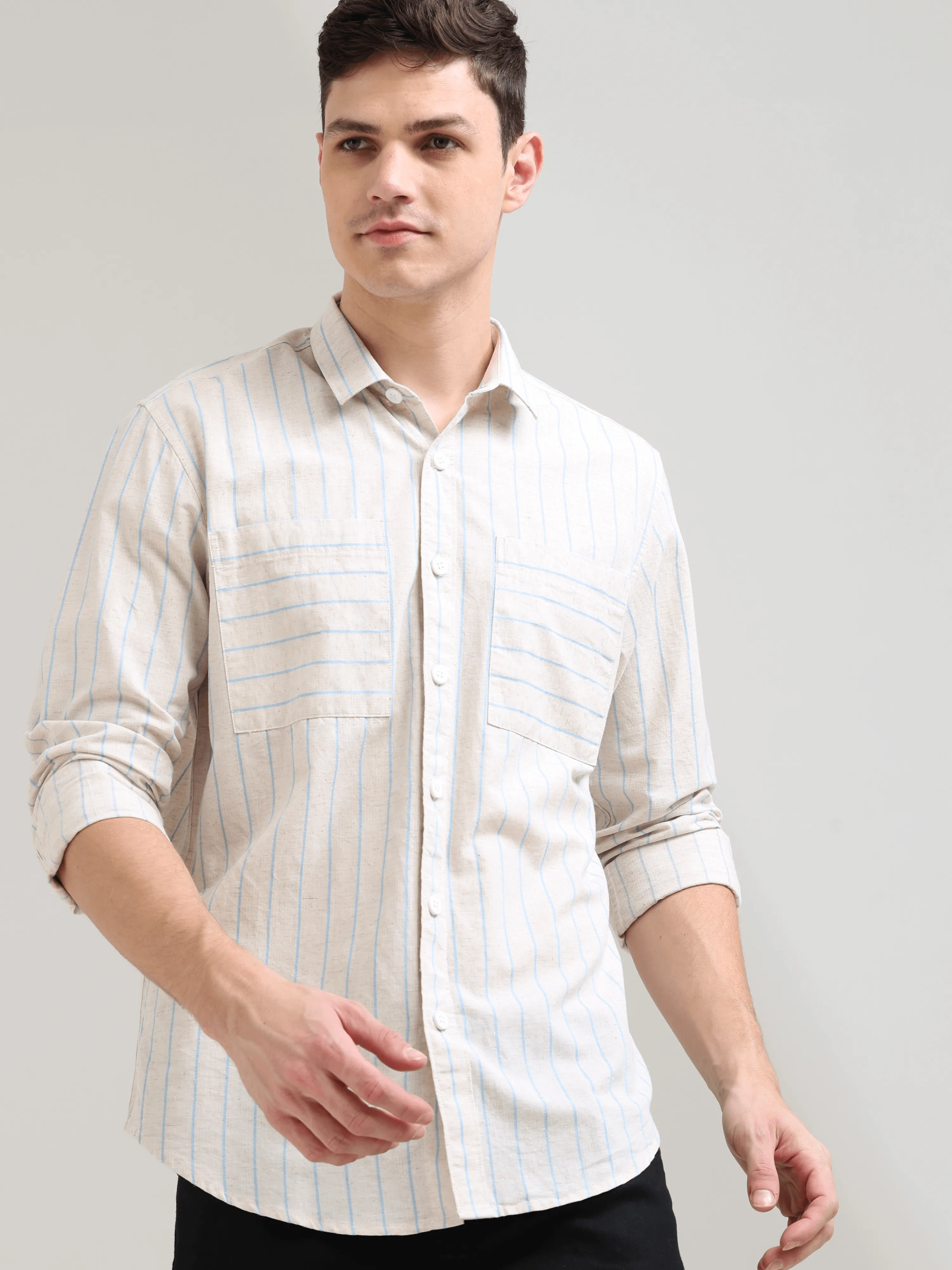 Pure Cotton Blue Stripes Casual Shirt