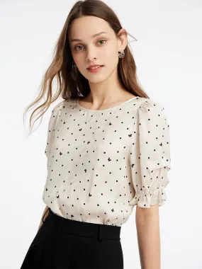 Round Neck Polka Dots Women Blouse