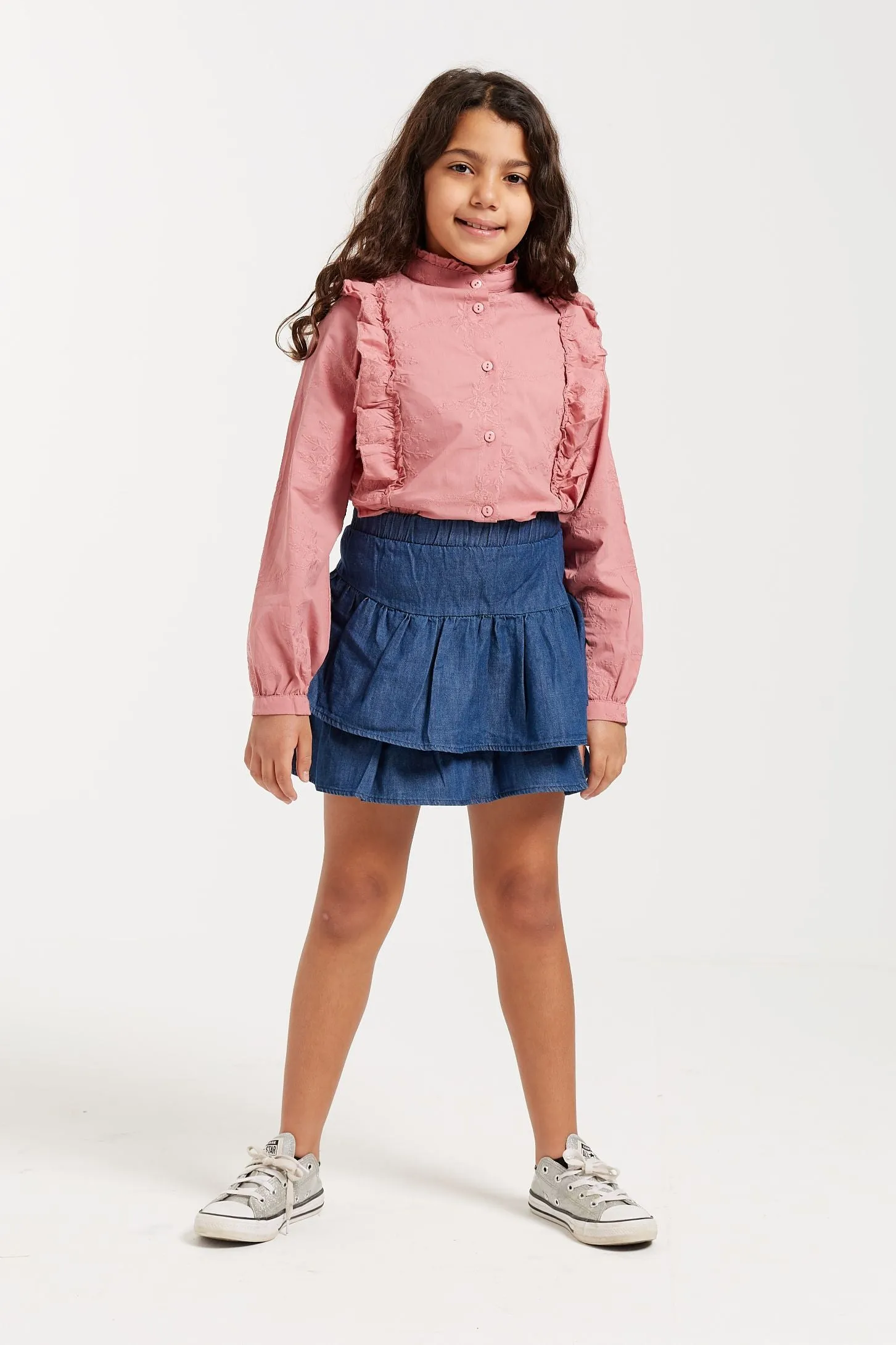 RUFFLED COTTON SHIRT - BLUSH