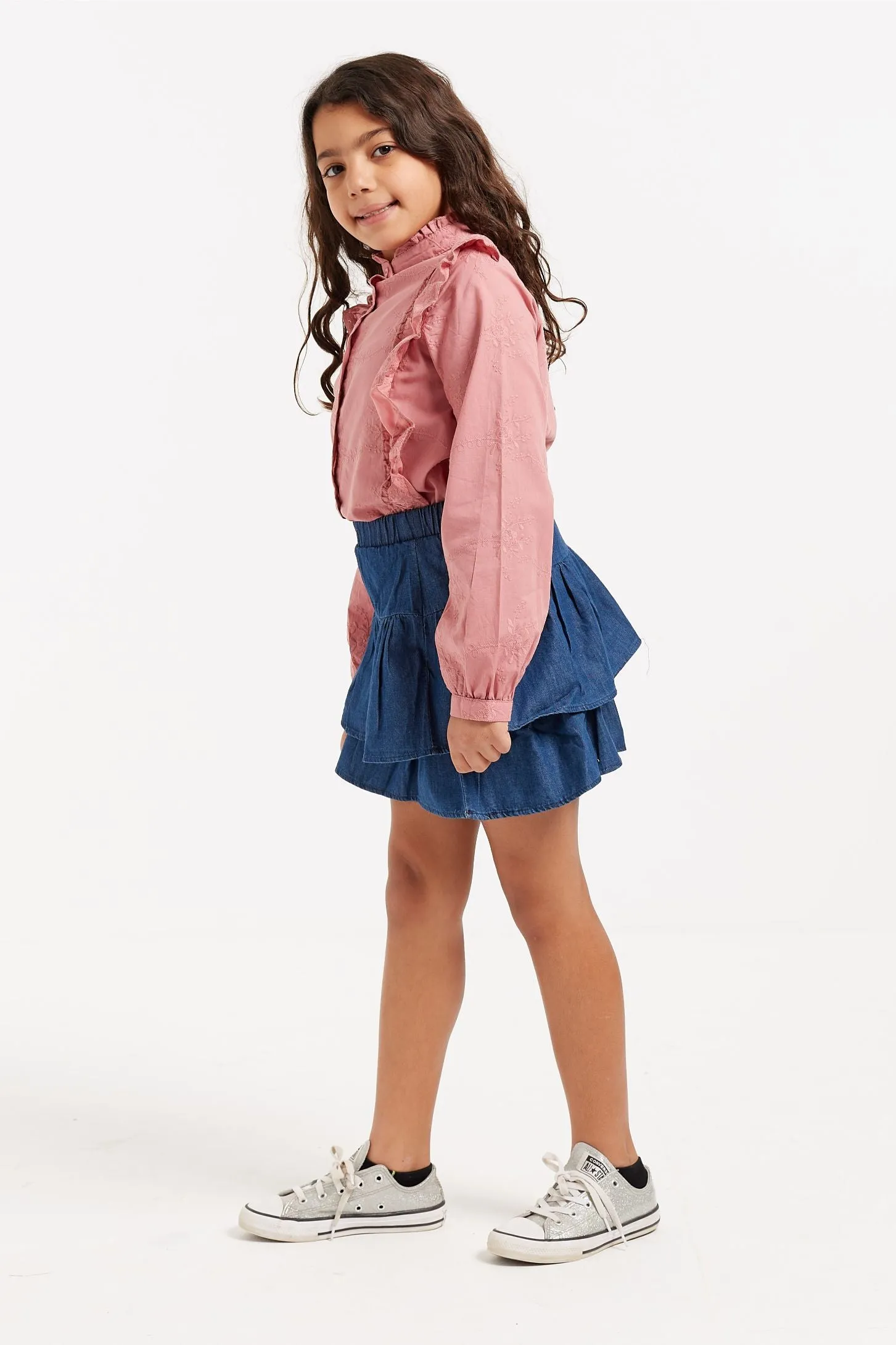 RUFFLED COTTON SHIRT - BLUSH