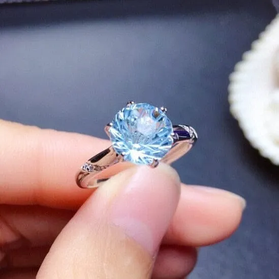 Simple Elegant Blue Topaz Ring