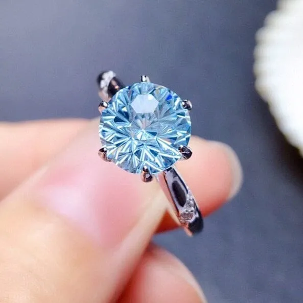 Simple Elegant Blue Topaz Ring