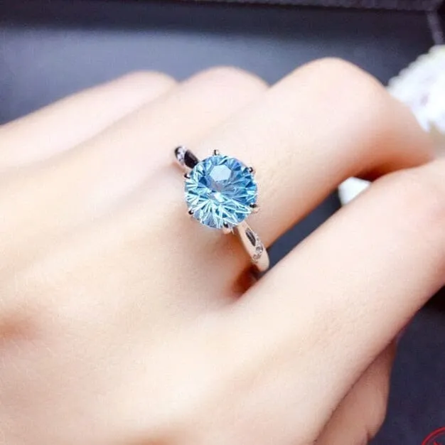 Simple Elegant Blue Topaz Ring