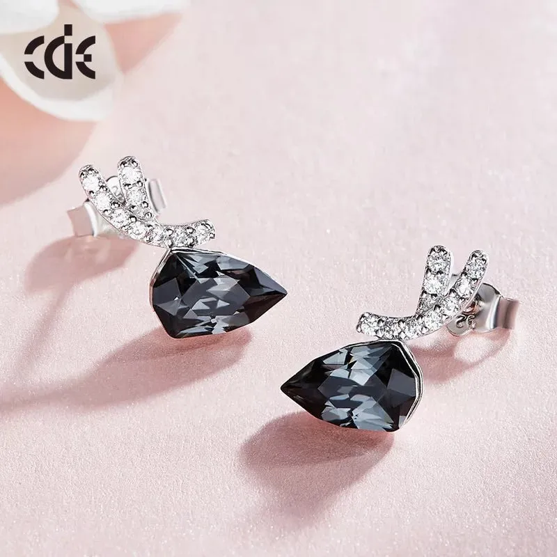 Sterling silver elegant black diamond earring