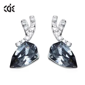 Sterling silver elegant black diamond earring