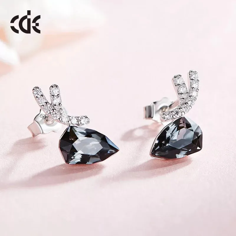 Sterling silver elegant black diamond earring