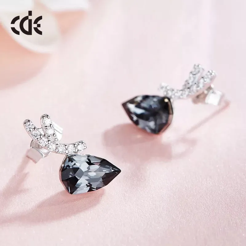 Sterling silver elegant black diamond earring