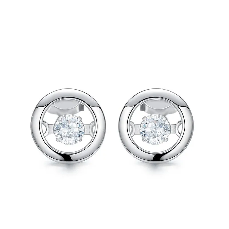 Sterling silver elegant circular dancing crystal earring