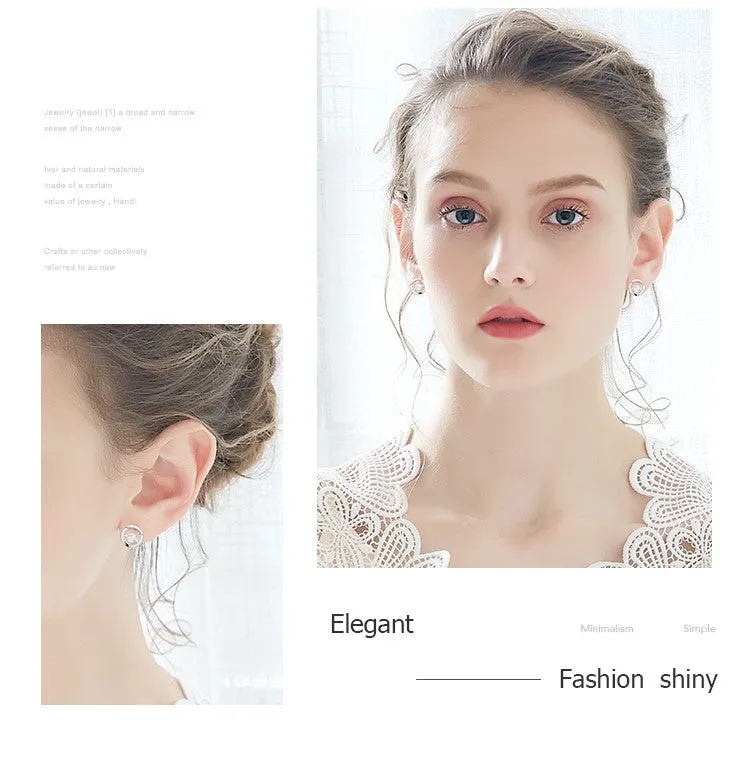 Sterling silver elegant circular dancing crystal earring