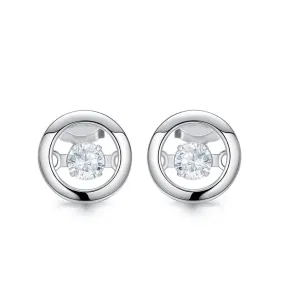 Sterling silver elegant circular dancing crystal earring