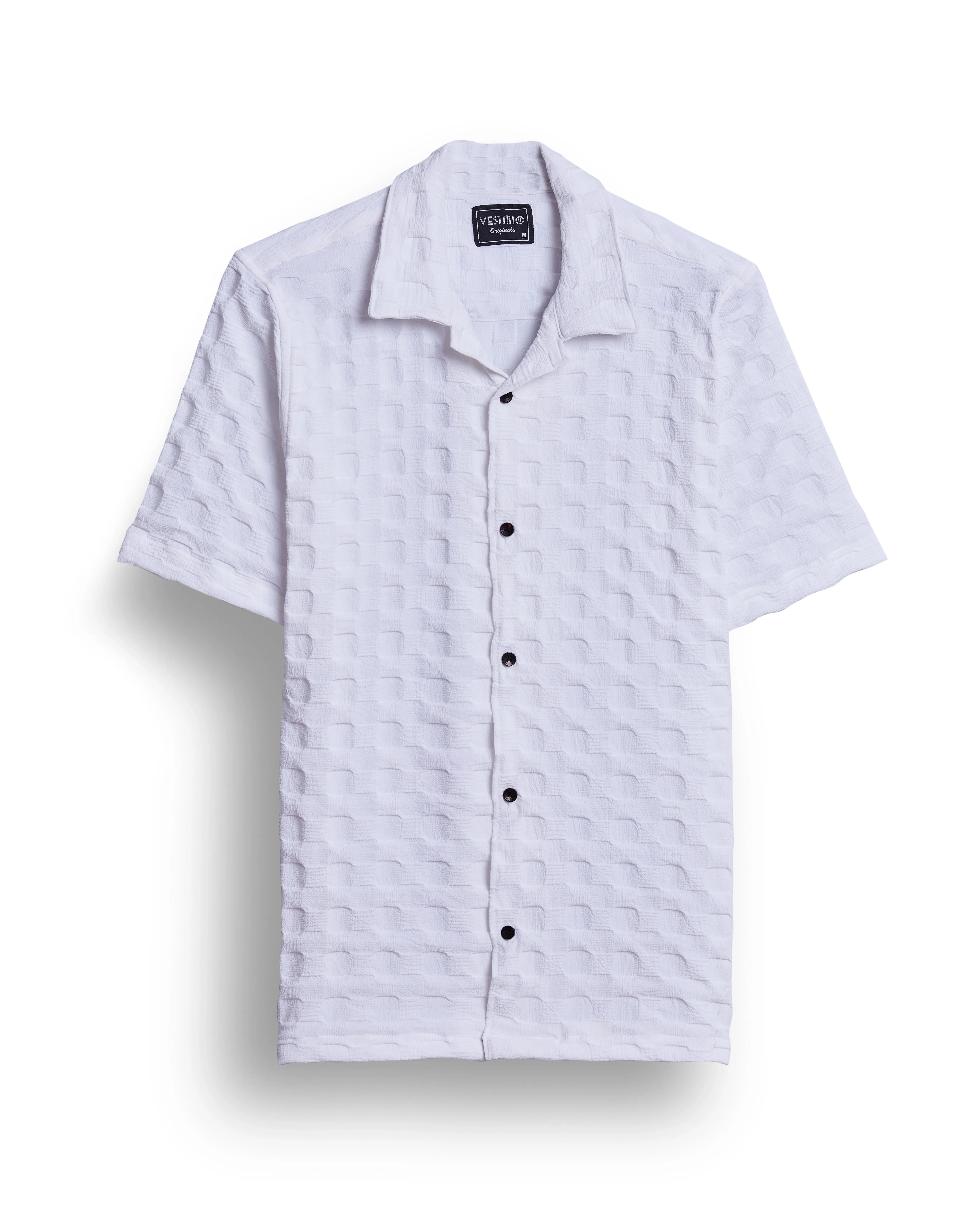 White textured checks shirt for men